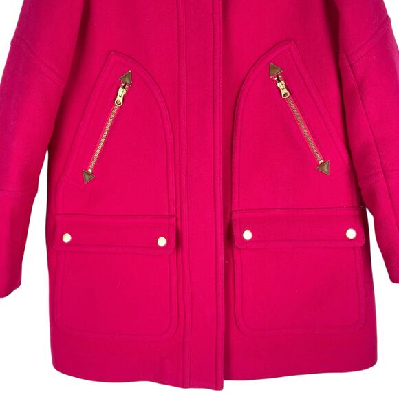 J. Crew Italian Stadium Cloth Wool Chateau Parka Coat Hot Pink Size 6 - Picture 6 of 10